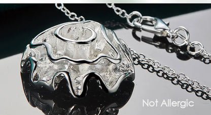 Women 925 Sterling Silver Rose Flower 18-30Inches Chain Wedding Engagement Party Charm Pendant Necklace