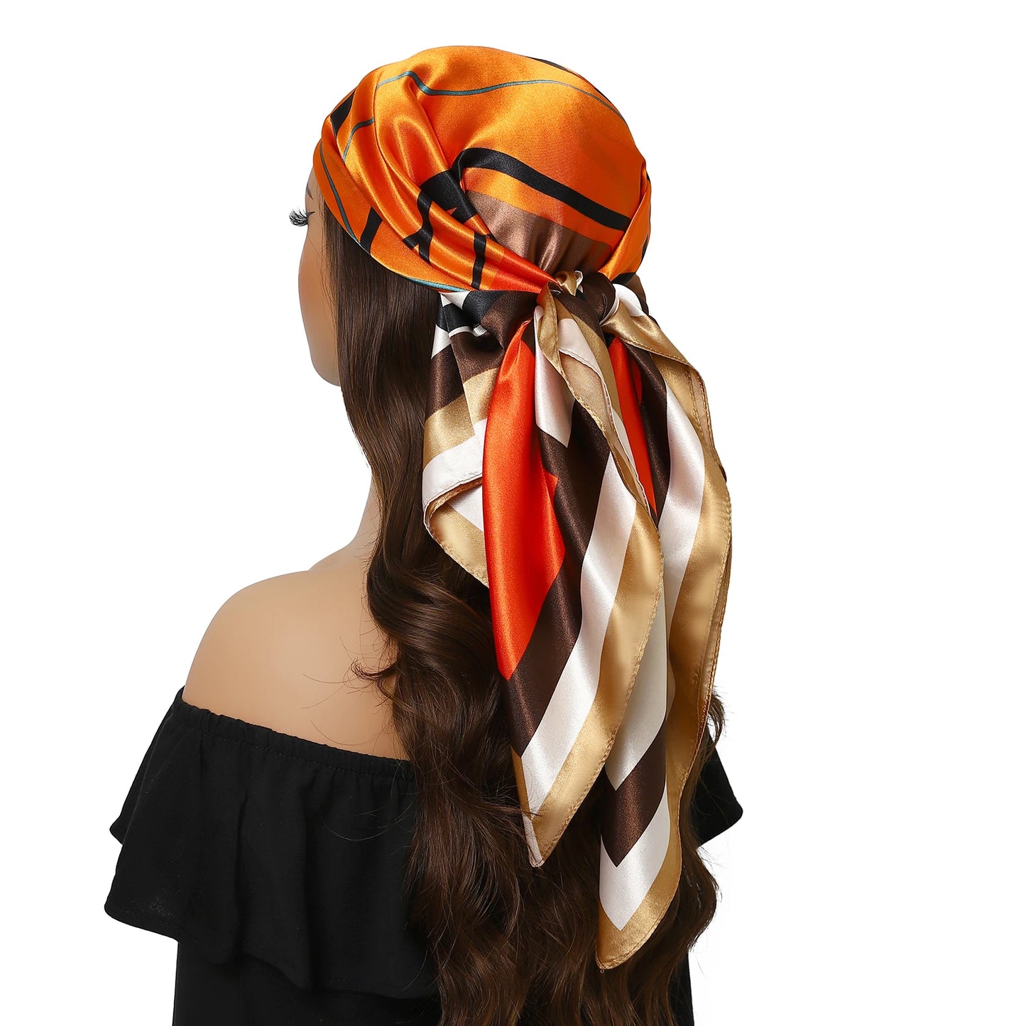 90cm Women Four Seasons Square Silk Satin Bandana Wrap Shawl Scarves Scarfs Spk8
