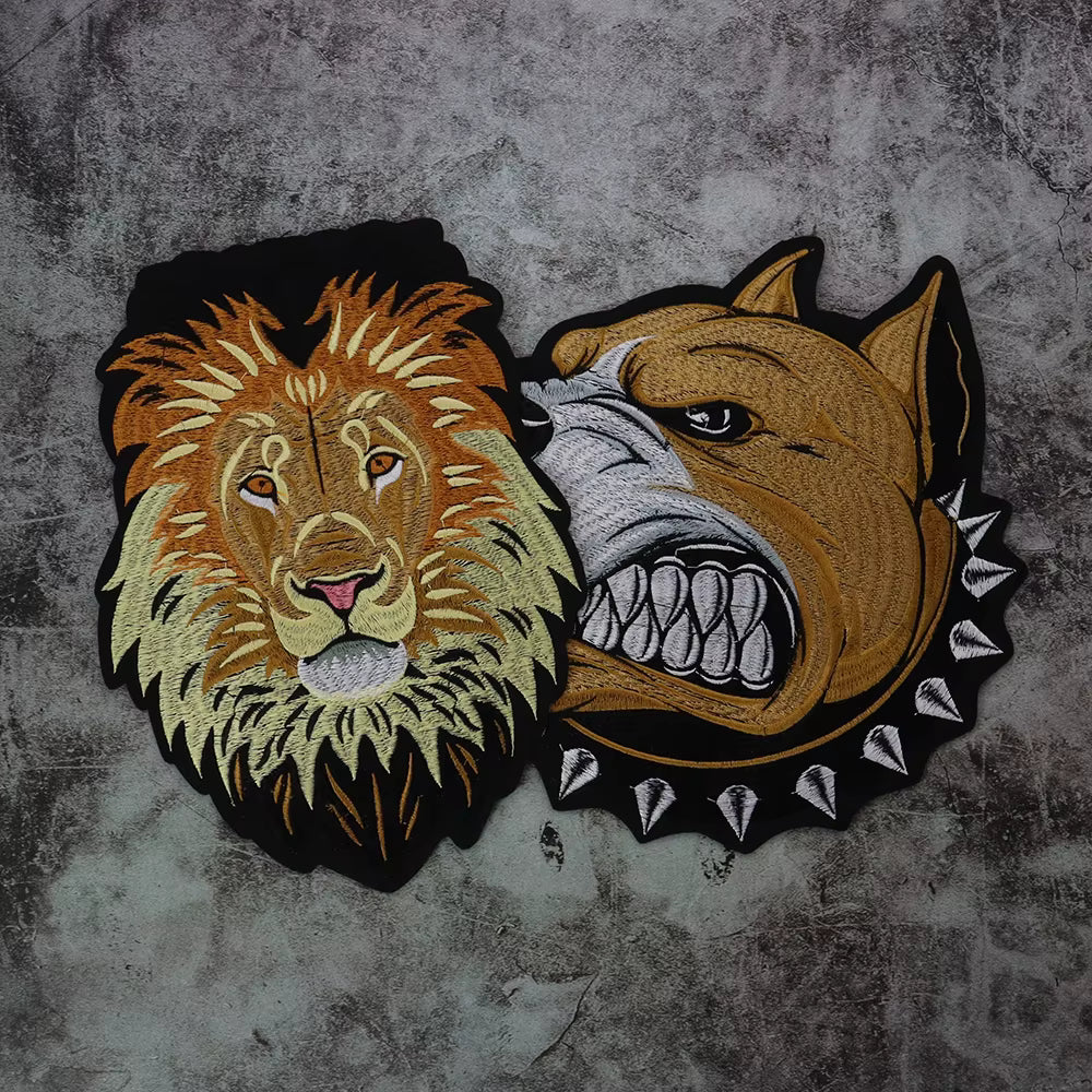 1Set Lion Dog Embroidery Patch Appliques Iron on Patches Badge Clothes Sewing