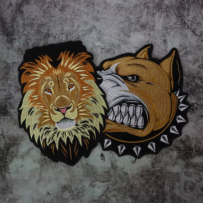 1Set Lion Dog Embroidery Patch Appliques Iron on Patches Badge Clothes Sewing