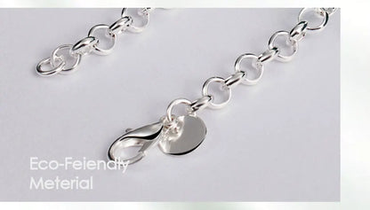 925 Sterling Silver Circle Round Bean Women Wedding Engagement Fashion Chain Necklace