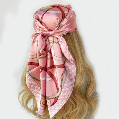 90cm Women Four Seasons Square Silk Satin Bandana Wrap Shawl Scarves Scarfs gpk8