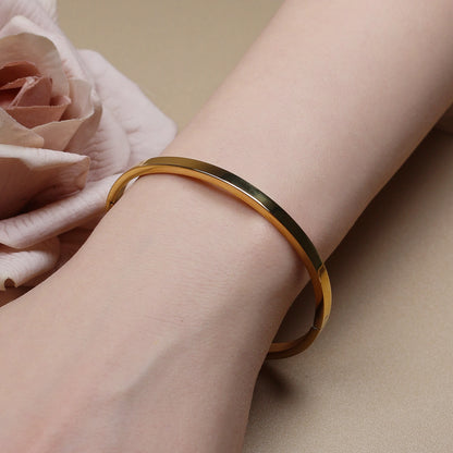 18K Gold Plated Stainless Steel Polished Zircon 50MM Bangles Bracelet