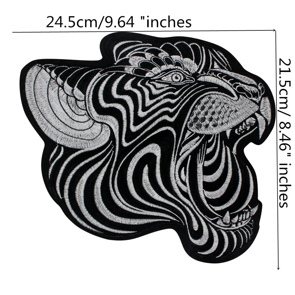 Large Black Snake Embroidery Tiger Maple Leaf Patches for Clothes Patch Stickers DIY Punk Badges for Iron-on Applique