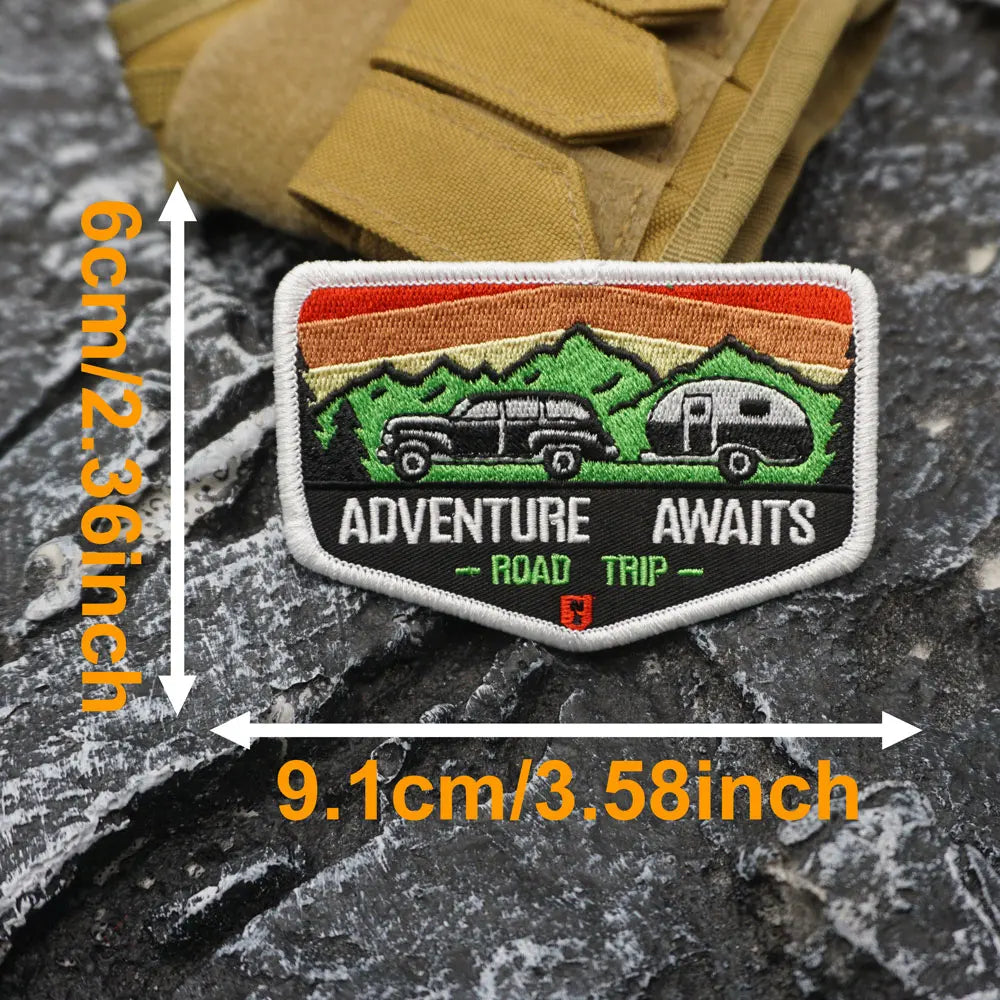 Adventure Awaits Embroidered Patch Iron on / Sew Applique Patches