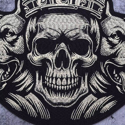 Cool gold and silver crown skull Embroidered Patch Appliques Iron on Patches Badge Clothes Sewing