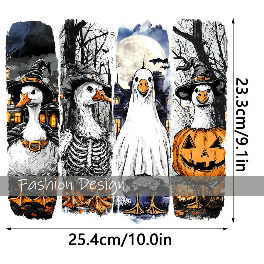 Halloween Ghost Goose Autumn DIY Iron-On Heat Transfer Sticker Decal T-shirts Sweatshirts Pillowcase Bag Clothes Decor