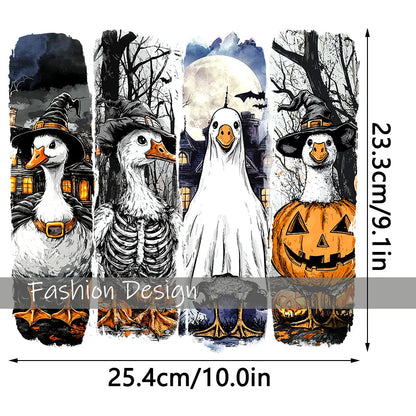 Halloween Ghost Goose Autumn DIY Iron-On Heat Transfer Sticker Decal T-shirts Sweatshirts Pillowcase Bag Clothes Decor