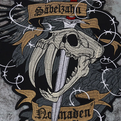 Sword inserted Dinosaur Head Embroidery Patch Appliques Iron on Patches Badge Clothes Sewing