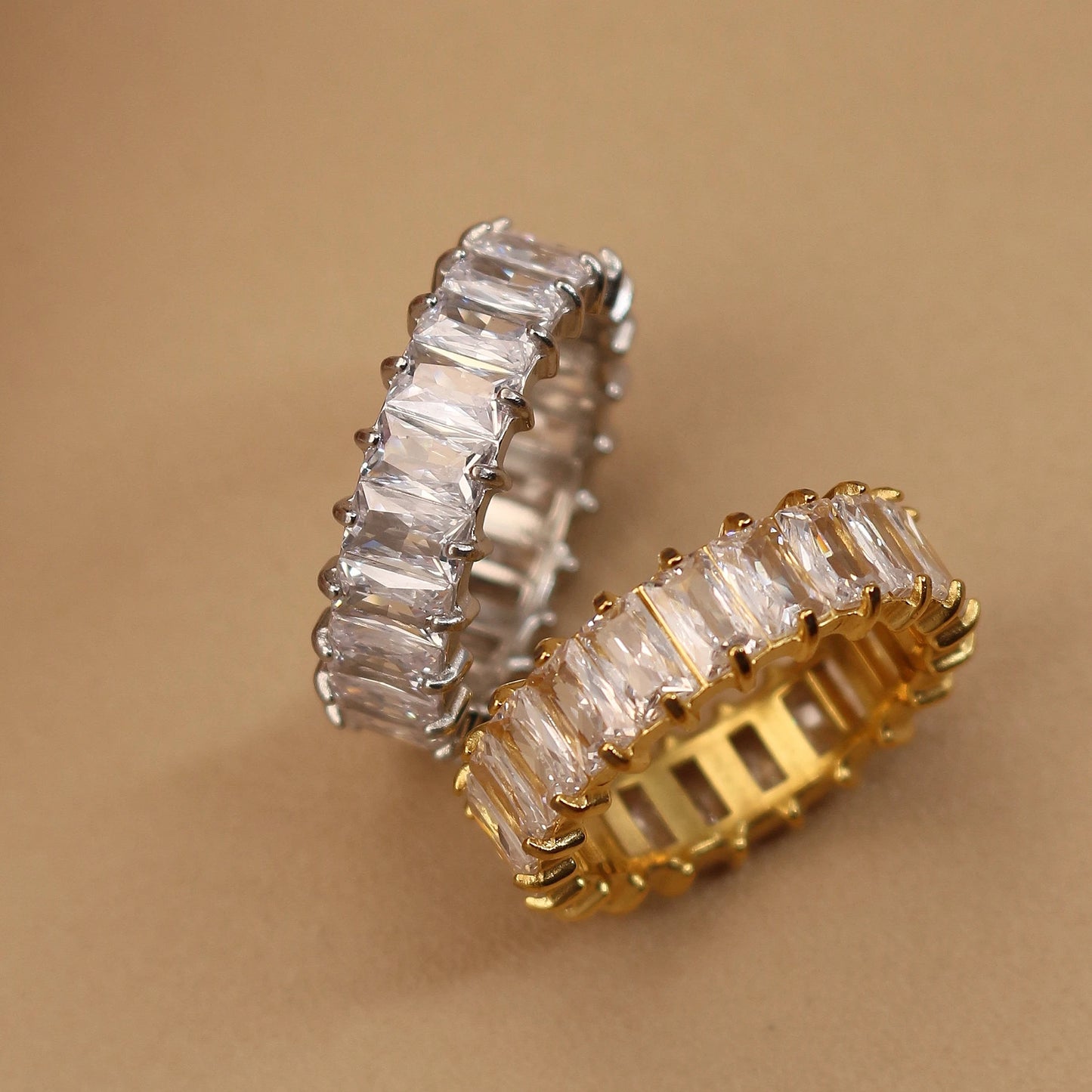 square zircon stainless steel plated 18K gold color Women's Wedding Ring