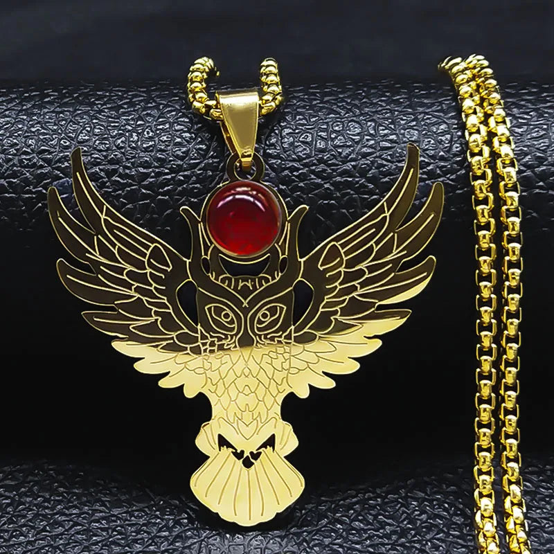 Men Stainless Steel Gothic Witchcraft Dragon Satan Viking Wolf Owl Wizard Necklace