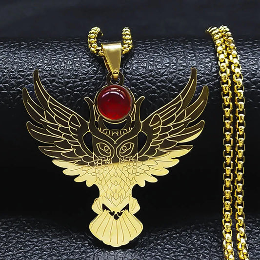 Men Stainless Steel Gothic Witchcraft Dragon Satan Viking Wolf Owl Wizard Necklace
