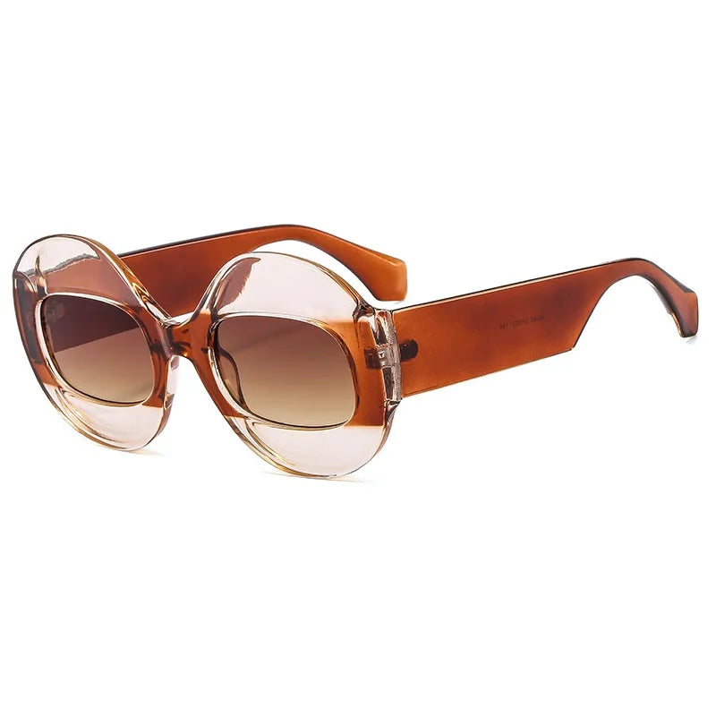 Men Women Retro Oval Clear Gradient Lens Shades UV400 Fashion Round Glasses Sunglasses