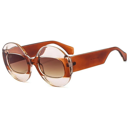 Men Women Retro Oval Clear Gradient Lens Shades UV400 Fashion Round Glasses Sunglasses