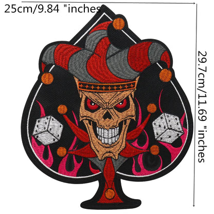 Poker Ace of Spades Embroidery Skull Iron Patch For Clothing Patches Punk Appliques sewing Sticker
