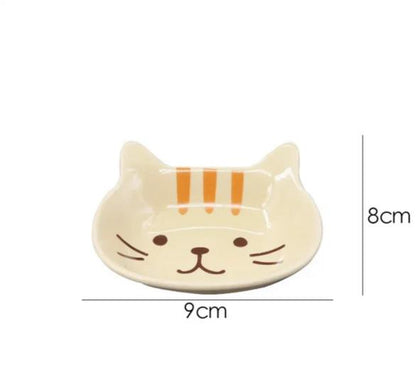 Tiny Japanese Cute Cat Creative Ceramic Dish Porcelain Dipping Saucer Snack Plate Tableware