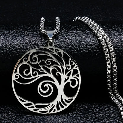 Tree of Life Collar Stainless Steel Women Men Chain Necklace Pendant