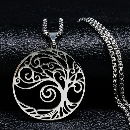 Tree of Life Collar Stainless Steel Women Men Chain Necklace Pendant