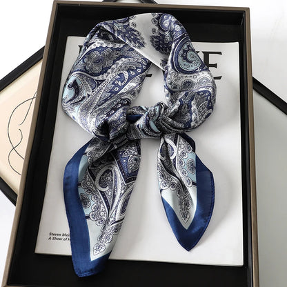 Women Silk Feeling Design Satin Square Scarf Wrap Shawl Scarves