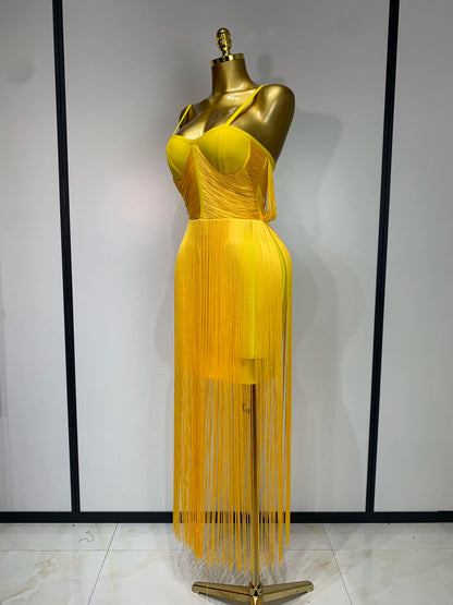 Sexy Sleeveless Tassels Bandage Celebrity Evening Party Birthday Cocktail Dress