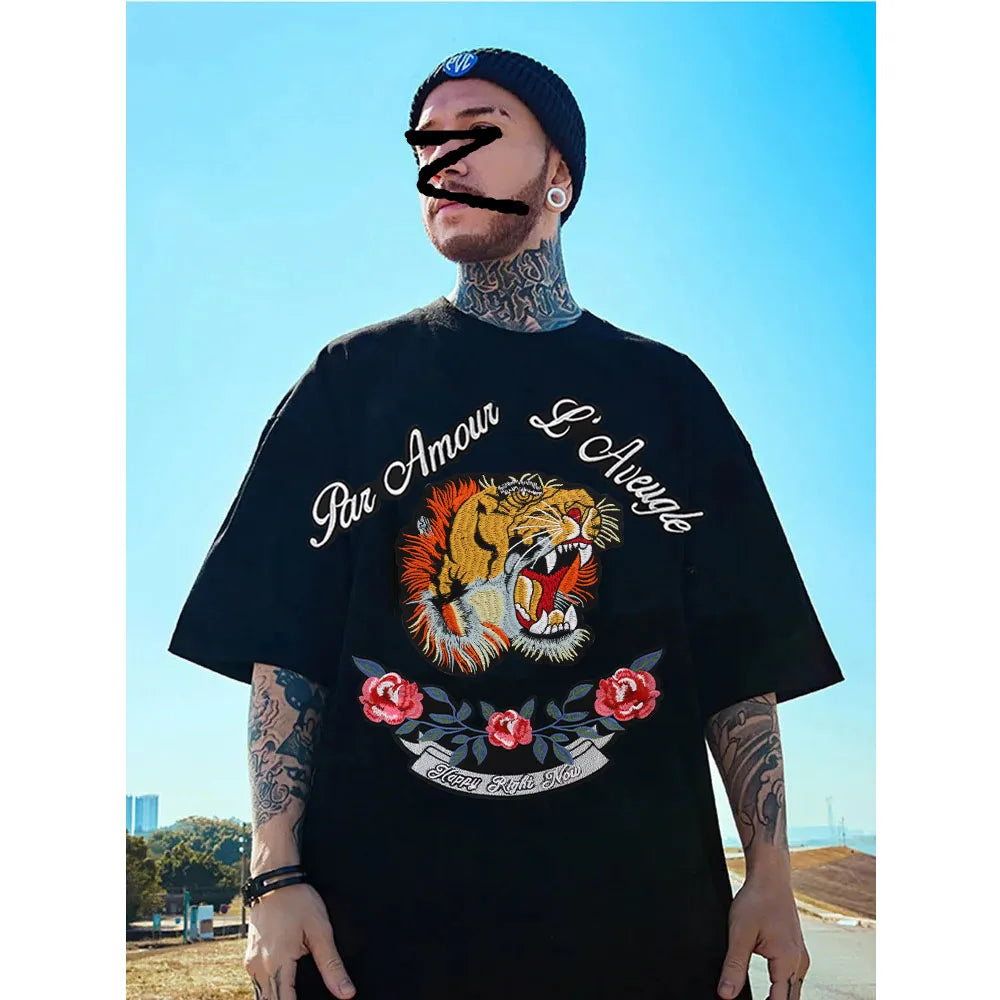 Embroidery letter Flower Tiger Head Patch Appliques Iron on Patches Badge Clothes Sewing