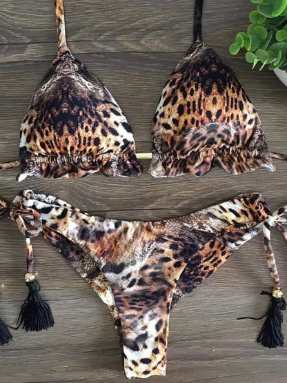 Sexy Print Swimsuit Bandage Two-Piece Swimwear Brazilian Beachwear Bathing Suit