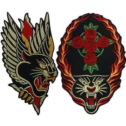 Golden Torch Leopard Embroidery Patch Appliques Iron on Patches Badge Clothes Sewing
