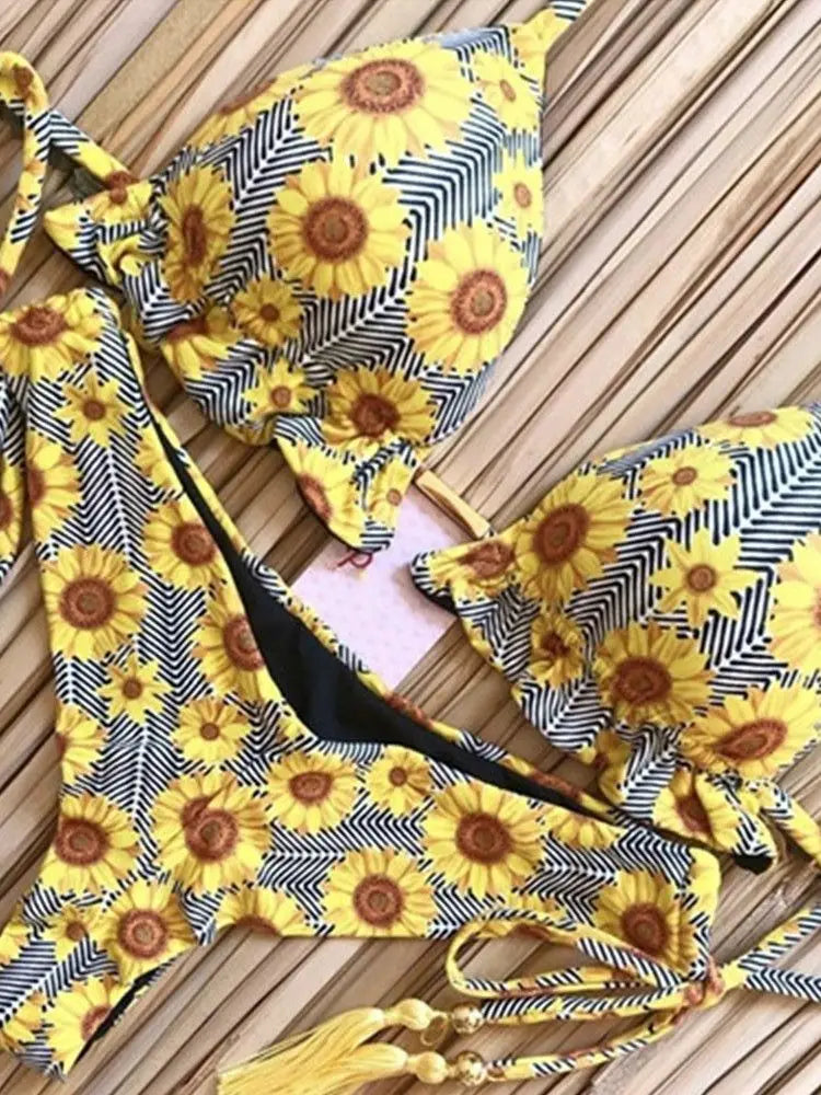 Sexy Print Swimsuit Bandage Two-Piece Swimwear Brazilian Beachwear Bathing Suit