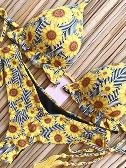 Sexy Print Swimsuit Bandage Two-Piece Swimwear Brazilian Beachwear Bathing Suit