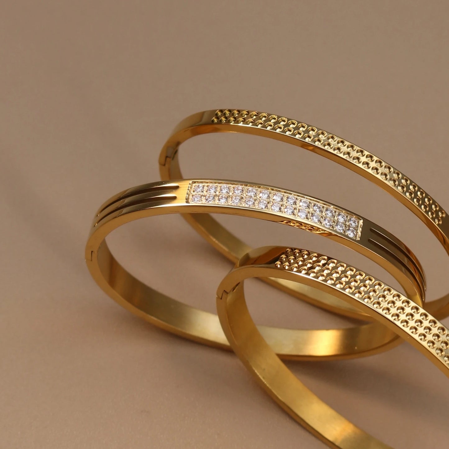 Stainless Steel 18K Gold Plated Zircon Women's Bracelet Bangles Gifts