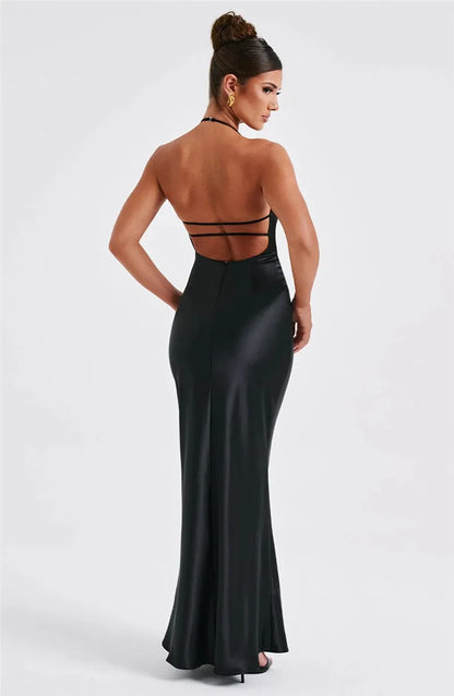 Elegant Backless Sexy Maxi Spaghetti Strap Sleeveless Bodycon Club Party Long Dress