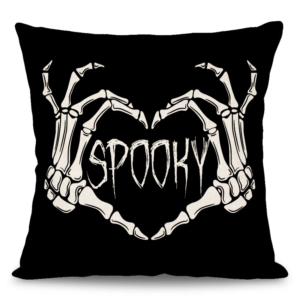 18x18 Inches Halloween Skull Spider Spooky Web Design Sofa Cushion Pillowcase Home Decor