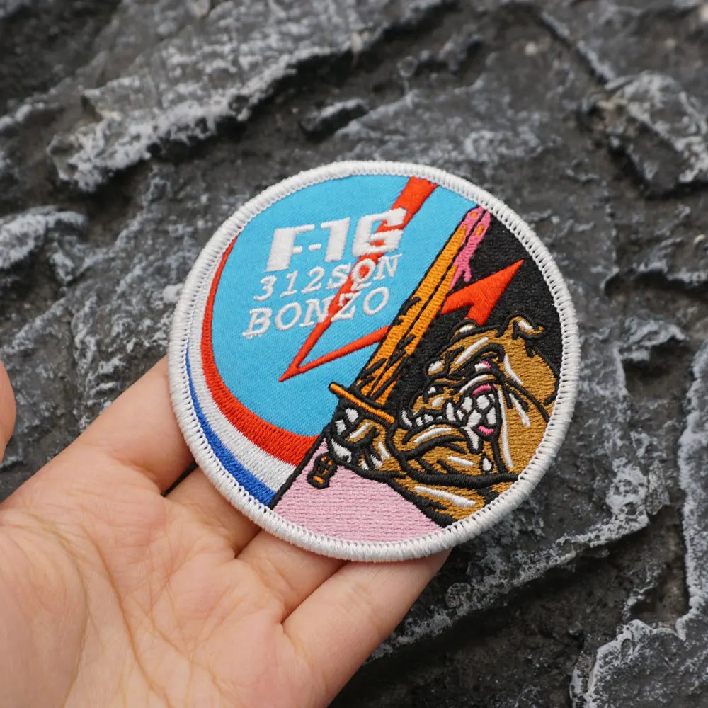 312th squadron(BONZO)-F-16 Embroidered Patch Iron-On Sewing Clothes Patches Applique