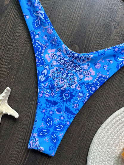 Sexy Colorful Floral Printed Bikini Swimsuit Two-pieces Bikini Bather Bathing Suit