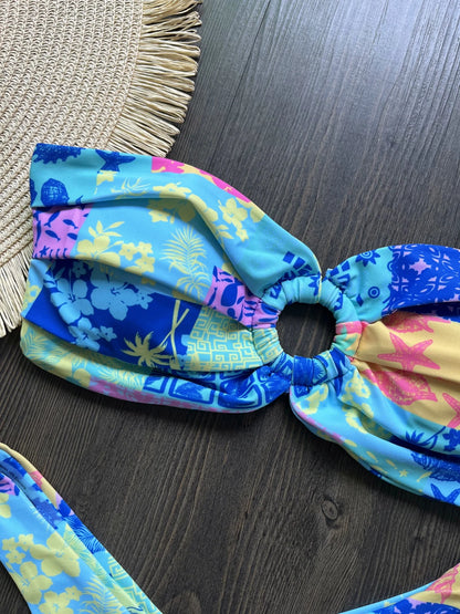 Sexy Colorful Floral Printed Bikini Swimsuit Two-pieces Bikini Bather Bathing Suit