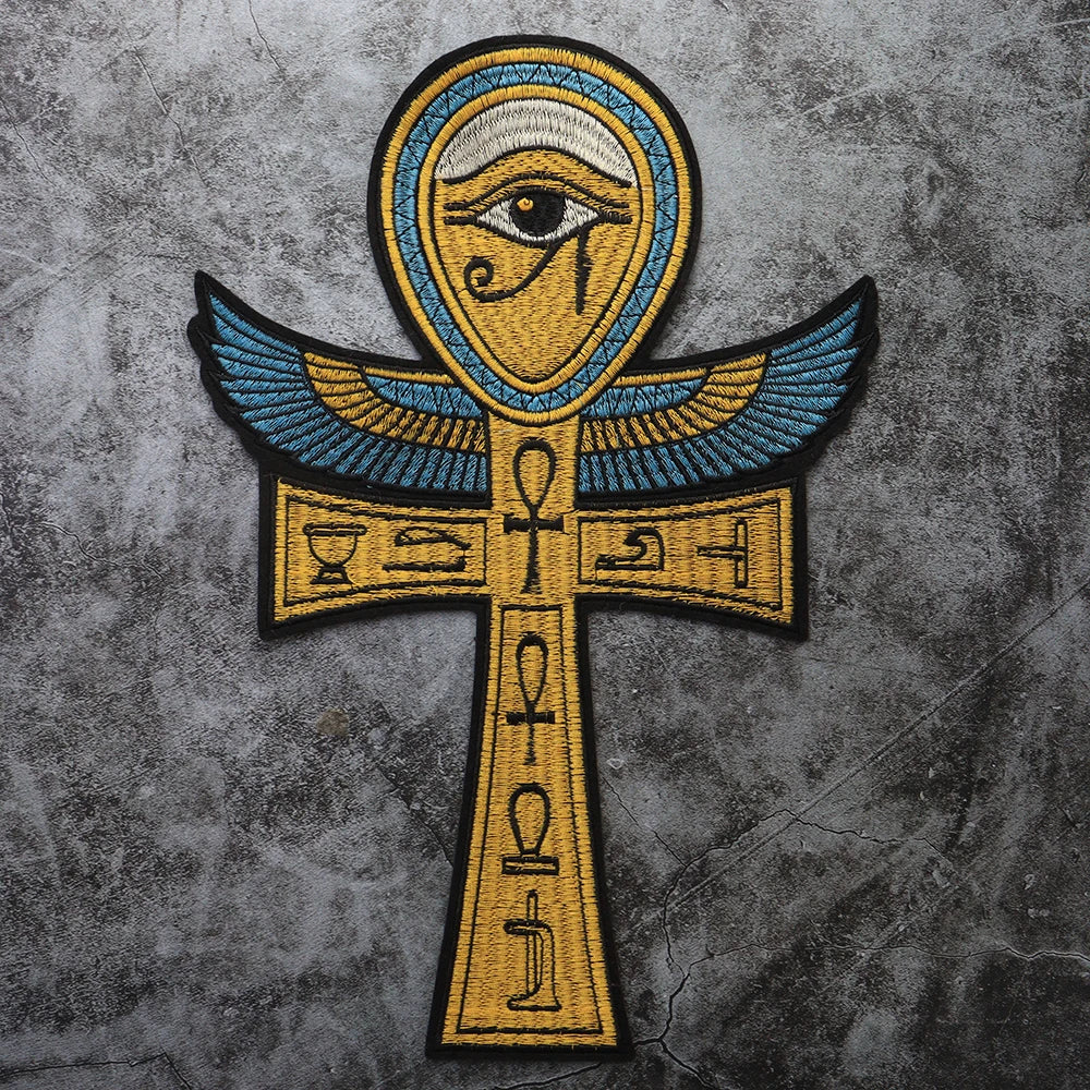 Punk Wings Skull Biker Rock Large Embroidered Patch Appliques Iron on Patches Badge Clothes Sewing