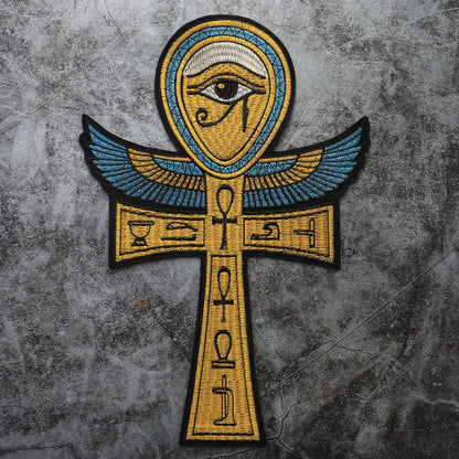 Punk Wings Skull Biker Rock Large Embroidered Patch Appliques Iron on Patches Badge Clothes Sewing