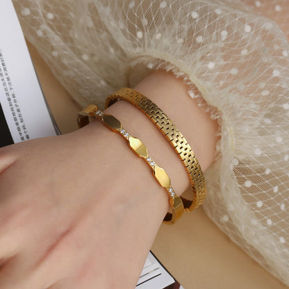 Exquisite Crystal Stainless Steel Women's Bracelet Bangles Gifts