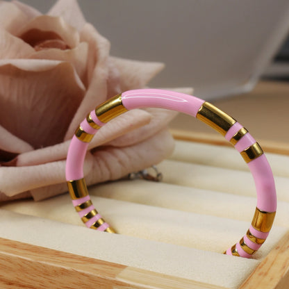 Waterproof High-end Enamel Open Retro Fashion Delicate Bangle Bracelet