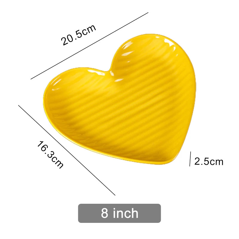 Nordic Creative Heart Shape Dipping Porcelain Salad Dessert Plate Tableware Snack Bowls Dish