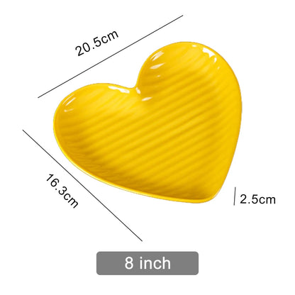 Nordic Creative Heart Shape Dipping Porcelain Salad Dessert Plate Tableware Snack Bowls Dish