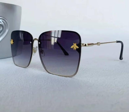 Men Women Fashion Designer Oversized Rimless Square Bee Sunglasses Gradient Sunglasses UV400