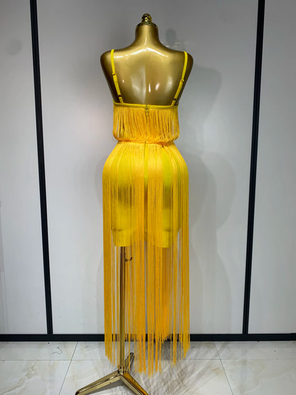 Sexy Sleeveless Tassels Bandage Celebrity Evening Party Birthday Cocktail Dress