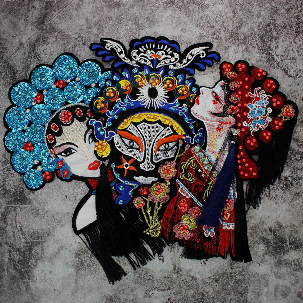 Embroidery Cartoon figure Opera characters embroidered applique Peking beaded Patches Patch by sewing