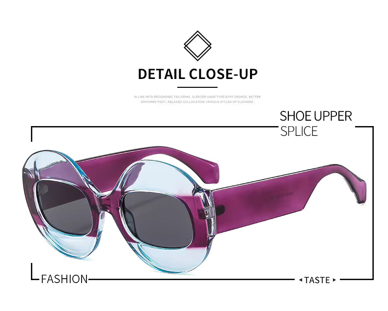 Men Women Retro Oval Clear Gradient Lens Shades UV400 Fashion Round Glasses Sunglasses