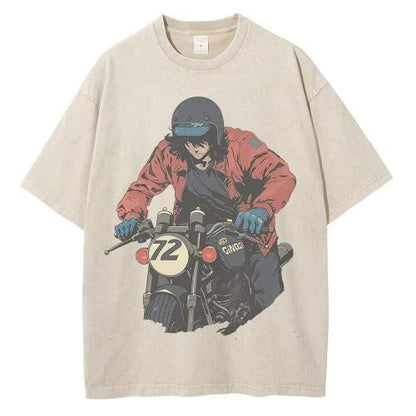 Men 90s Anime Character Graphic Retro Distressed Tops Printed Tees Shirts