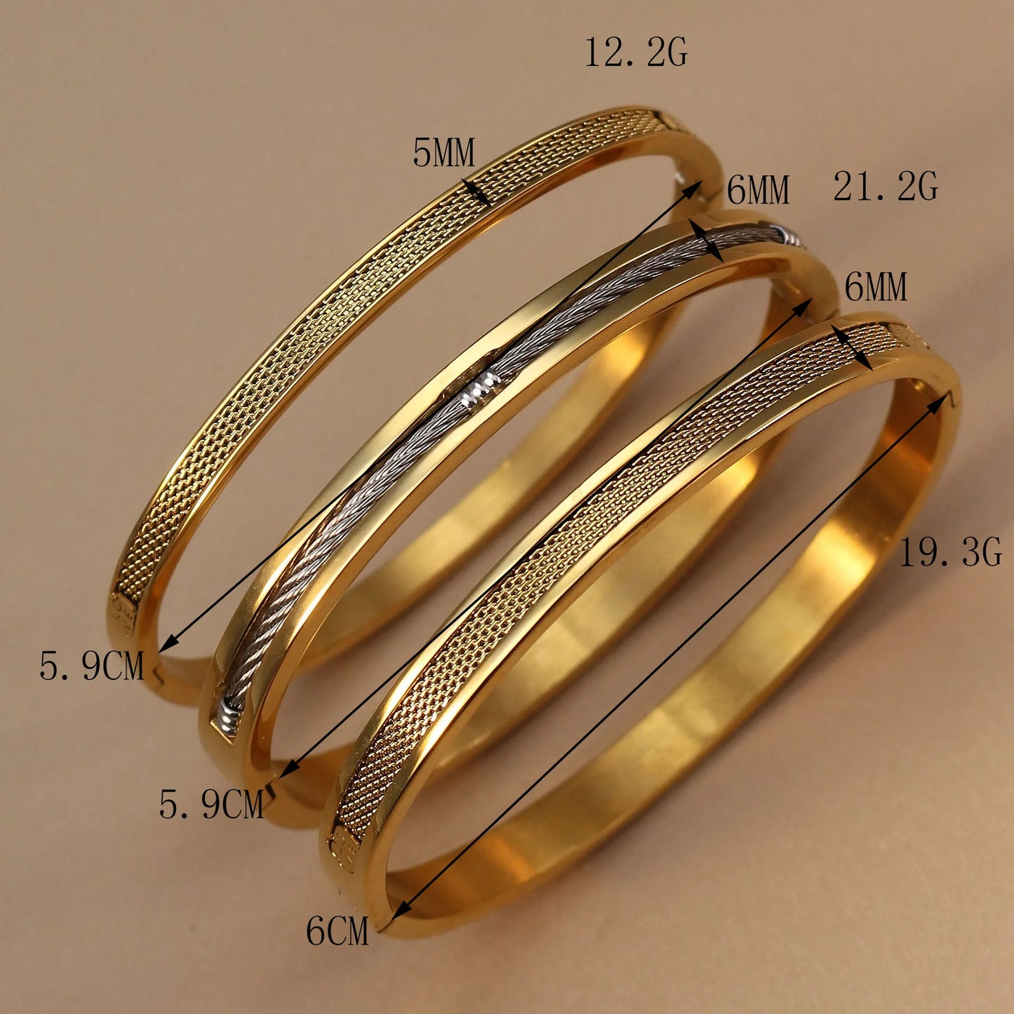 Women Punk 18k Gold Color Stainless Steel Statement Bracelet Bangle