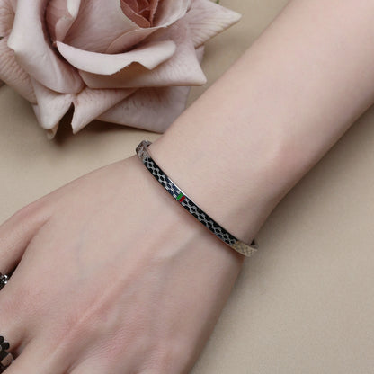 18K Gold Plated Stainless Steel 55MM Red Green Bangles Fashionable Bracelet
