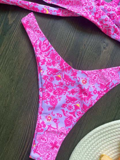 Sexy Colorful Floral Printed Bikini Swimsuit Two-pieces Bikini Bather Bathing Suit
