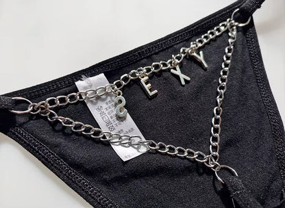 Women Letter Diamond Rhinestones G-String Briefs Underwear Low Waist Thong Panties
